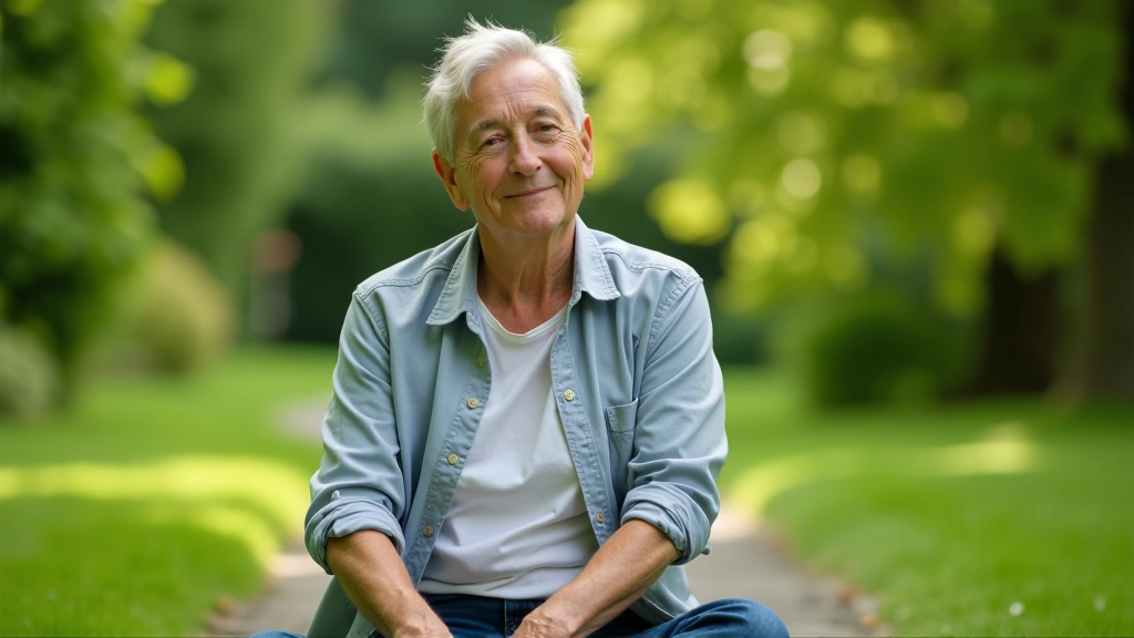 Person practicing mindfulness meditation outdoors, sitting peacefully in natural garden setting